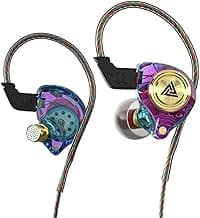 Wired Gaming Earbuds, Ak3file in Ear Monitors, Deep Bass Sound Wired Earbuds, HiFi in Ear Headphones with 1DD 10mm Dynamic Driver, IEM for Music Gaming Video Calling (Purple)