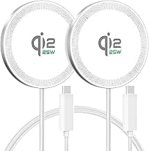 25W Magnetic Wireless Charging Pad: Qi2.2 Qi2 MagSafe Fast Charger for iPhone Air 17e 17 16 15 14 Pro Max, Samsung Galaxy S26 S25, Google Pixel 10 & AirPods, Gift Ideal for Desk Travel (White, 2 Pack)