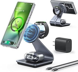 Magnetic Wireless Charger for Samsung, 3 in 1 MagSafe Charging Station Aluminum Charger Stand for Galaxy S26/S25/S24/Ultra/Plus/Z Fold7/Flip7, Watch Charger Stand for Galaxy Watch Ultra 8 7, for Buds