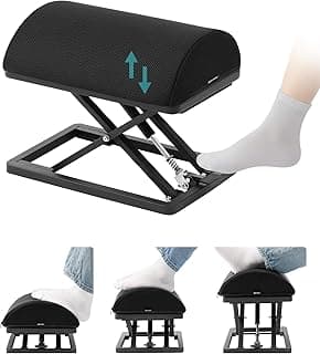 Truly Infinite Height Adjustable Footrest|No Bending Needed—Foot Step-to-Adjust|2.7"-13.1" Height|Washable|Foot Rest Stool for Under Desk at Work, Office/Home/Gaming/Study Desk Essentials