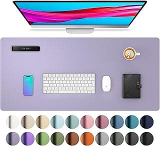 Aothia Leather Desk Pad Protector, Large Mouse Pad, Office Desk Mat, Non-Slip PU Leather Desk Blotter, Laptop Desk Pad, Waterproof Desk Writing Pad for Office and Home (23.6" x 13.7", Lavender)