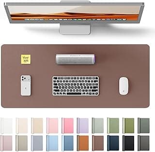 YSAGi Leather Desk Protector, Office Mat, Large Mouse Mat, Non-Slip PU Leather Blotter, Laptop Pad, Waterproof Writing Pad for Office and Home (Chocolate, 23.6" x 13.8")