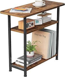 Simple Trending 3 Tiers End Table for Living Room, End Table Couch, Nightstand TV Tray Table for Small Spaces, Rustic Brown