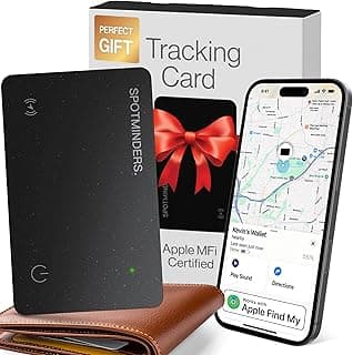 SPOTMINDERS Apple MFi Certified Wallet Tracker Works With Apple Find My Tracking Card for Wallet Card Rechargeable IP68 Waterproof 0.07in Slim iPhone Item Finder for Luggage Tags Purse Gifts for Women